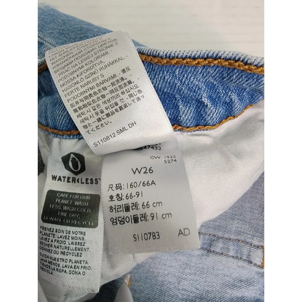 Levis 501 Denim Shorts Womens SZ 26 Cutoff Button Fly Frayed Blue 100% Cotton